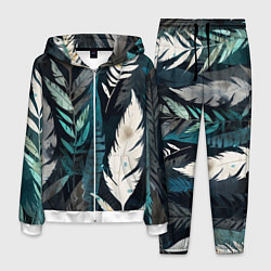 Костюм мужской Перья и листья, цвет: 3D-белый