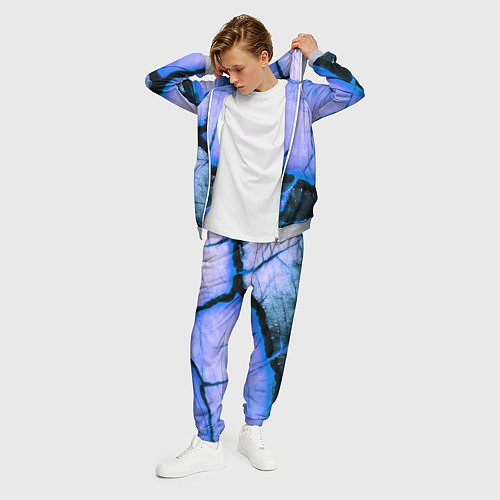 Мужской костюм Трещины на абстрактном синем фоне / 3D-Меланж – фото 3