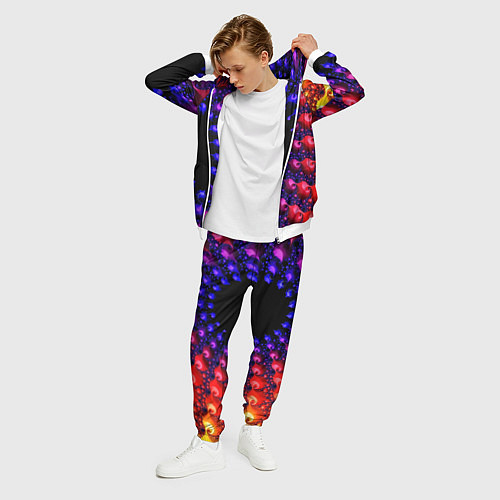 Мужской костюм Неоновая абстракция фрактал / 3D-Белый – фото 3