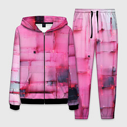 Костюм мужской Чёрные пятна на розовом фоне абстракция, цвет: 3D-черный