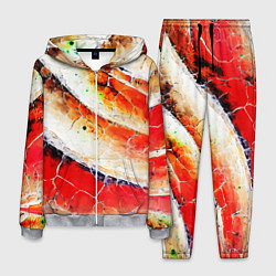 Костюм мужской Красно-белая волнистая абстракция, цвет: 3D-меланж