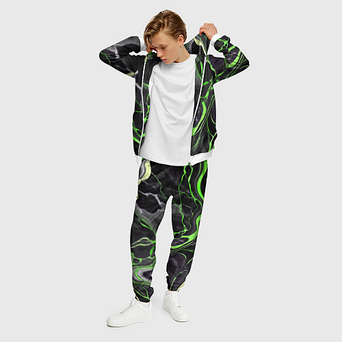 Мужской костюм Зелёно-чёрный мрамор / 3D-Белый – фото 3