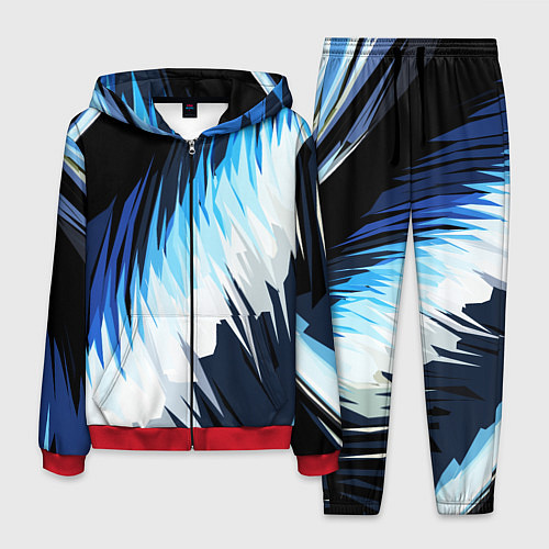 Мужской костюм Бело-синие острые полосы / 3D-Красный – фото 1