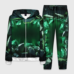 Костюм мужской Разбитая зеленая текстура из камней и стекла, цвет: 3D-белый