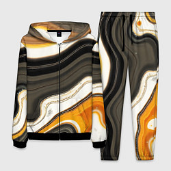 Костюм мужской Волнистые чёрно-жёлтые полосы на белом фоне, цвет: 3D-черный