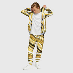 Костюм мужской Волнистые вертикальные чёрно-жёлтые полосы, цвет: 3D-меланж — фото 2