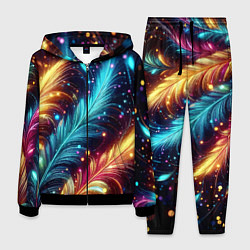 Костюм мужской Неоновые разноцветные перья, цвет: 3D-черный