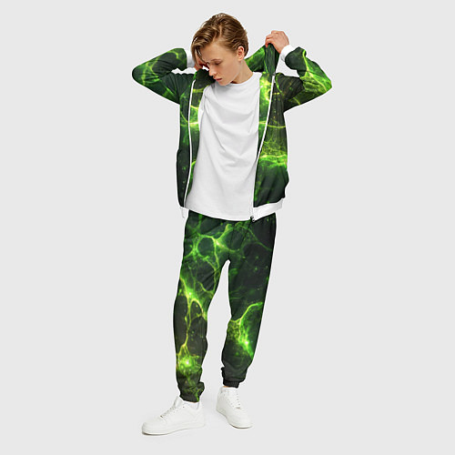 Мужской костюм Зеленые волокна текстура / 3D-Белый – фото 3