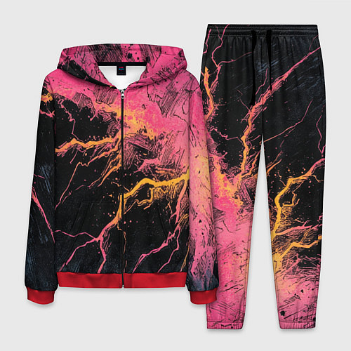 Мужской костюм Абстрактные молнии текстура / 3D-Красный – фото 1