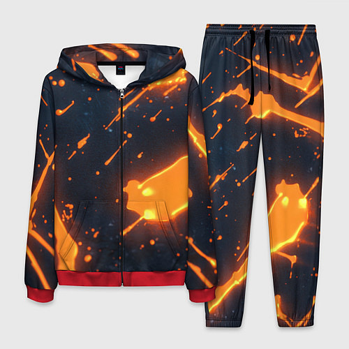 Мужской костюм Оранжевая краска в движении / 3D-Красный – фото 1