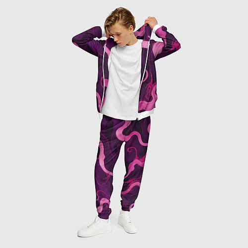 Мужской костюм Узоры фиолетового и розового цвета / 3D-Белый – фото 3