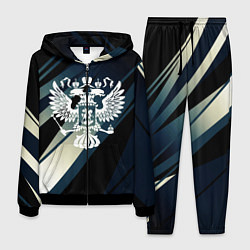 Костюм мужской Герб России Двуглавый орёл чёрно-синий, цвет: 3D-черный