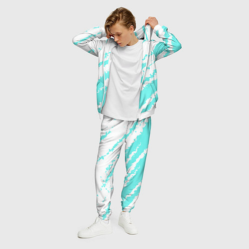 Мужской костюм The color is light blue and white / 3D-Белый – фото 3