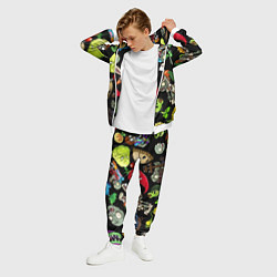 Костюм мужской Растения против зомби персонажи на черном, цвет: 3D-белый — фото 2