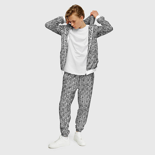 Мужской костюм Чёрно-белый текстурный / 3D-Белый – фото 3