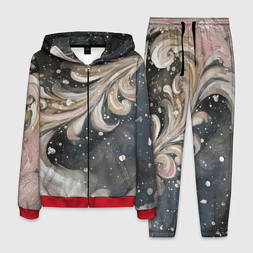 Мужской костюм Бежевый объемный узор / 3D-Красный – фото 1