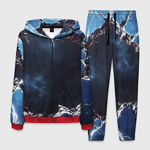 Мужской костюм Объемная дыра в стене текстура / 3D-Красный – фото 1