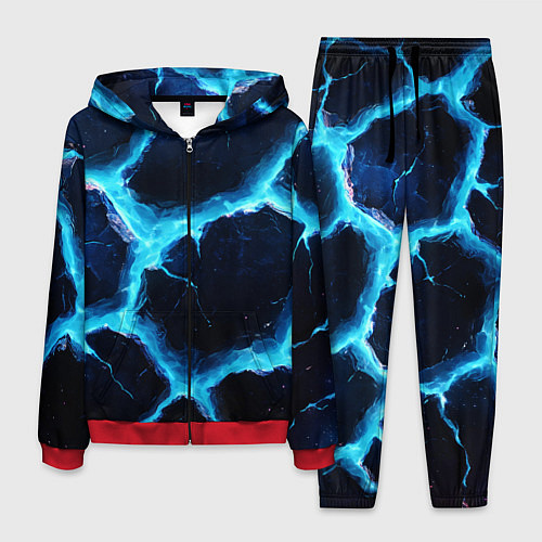 Мужской костюм Голубая потертая текстура с разломом / 3D-Красный – фото 1
