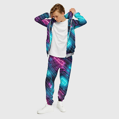 Мужской костюм Неоновый узор киберпанк микросхемы / 3D-Меланж – фото 3