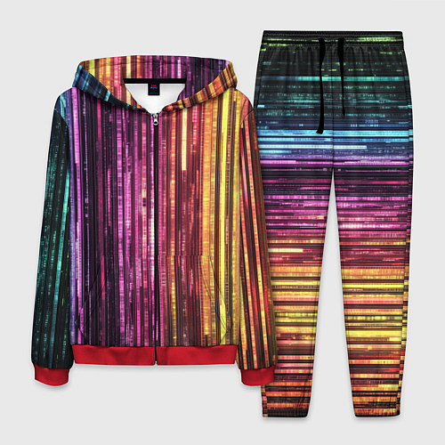 Мужской костюм Неоновый и переливающийся киберпанк узор / 3D-Красный – фото 1