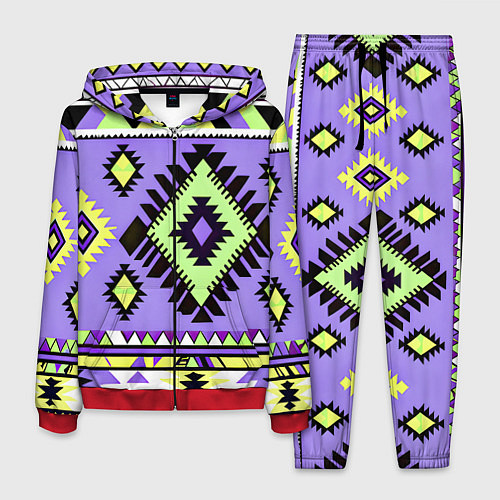 Мужской костюм Геометрический сиренево желтый орнамент ацтеков / 3D-Красный – фото 1
