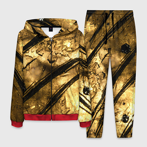 Мужской костюм Золото с черной текстурой / 3D-Красный – фото 1