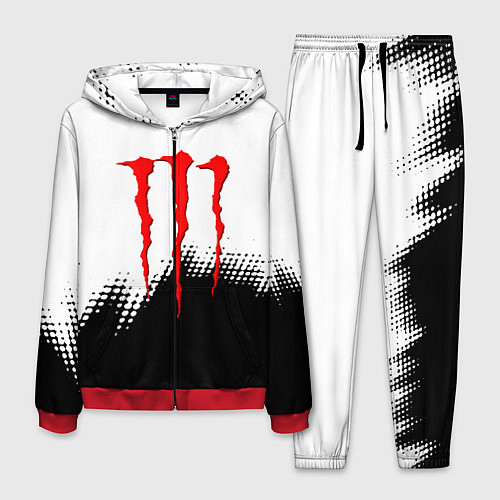 Мужской костюм Monster energy чёрно белые краски / 3D-Красный – фото 1