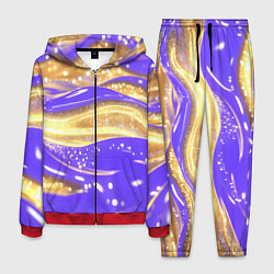 Костюм мужской Фиолетово-золотая жидкая текстура, цвет: 3D-красный