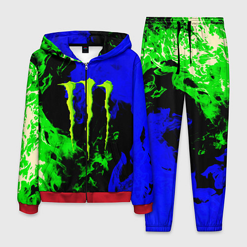 Мужской костюм Monster energy кислотный огонь / 3D-Красный – фото 1