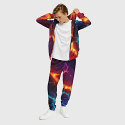 Костюм мужской Сине-оранжевые молнии текстура, цвет: 3D-красный — фото 2