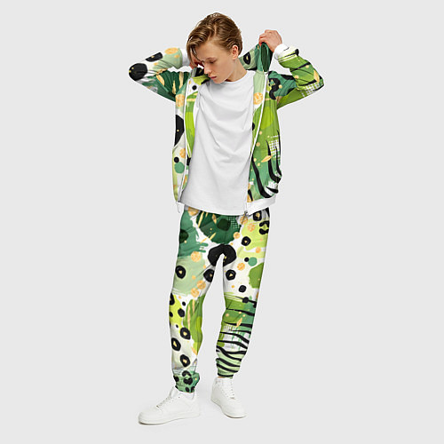 Мужской костюм Зеленый анималистичный паттерн / 3D-Белый – фото 3