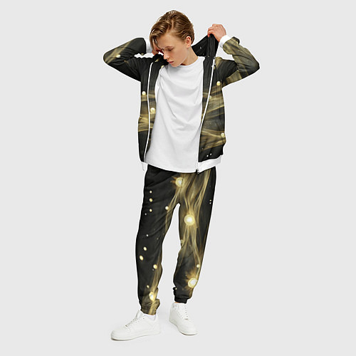 Мужской костюм Золотистый свет на черной текстуре / 3D-Белый – фото 3