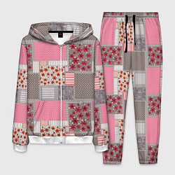 Костюм мужской Розово-серые разноцветные лоскуты, цвет: 3D-белый