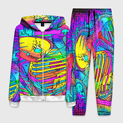Костюм мужской Черепа неоновые краски, цвет: 3D-белый