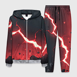 Костюм мужской Красная молния на черной текстуре, цвет: 3D-меланж