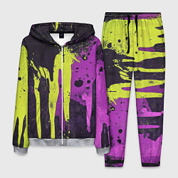 Костюм мужской Желтая и фиолетовая краска на черном, цвет: 3D-меланж
