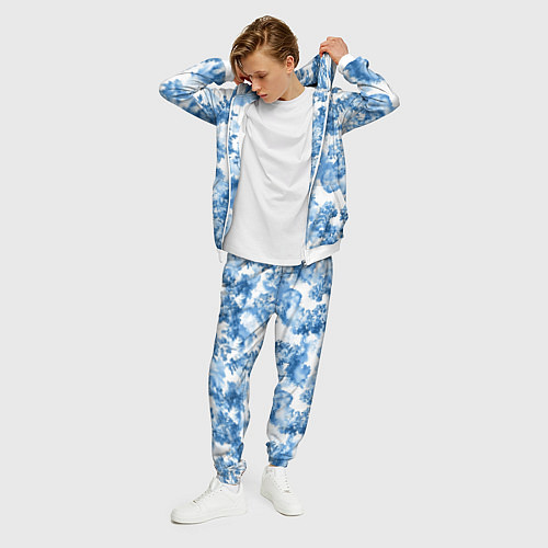 Мужской костюм Абстрактные деревья и облака- лесной паттерн аквар / 3D-Белый – фото 3