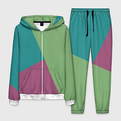 Костюм мужской Сине-зелёно-розовый тёмный трёхцветный, цвет: 3D-белый