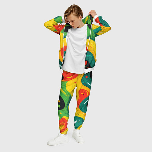 Мужской костюм Желто-зеленая краска текстура / 3D-Белый – фото 3