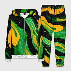 Костюм мужской Зелено-желтая краска на черном, цвет: 3D-белый