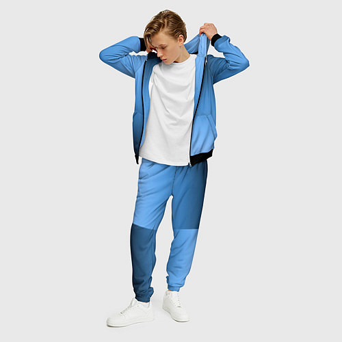 Мужской костюм Градиент сине-голубой пополам / 3D-Черный – фото 3