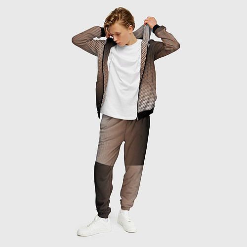 Мужской костюм Чёрно-коричневый текстурный градиент пополам / 3D-Черный – фото 3