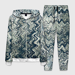 Костюм мужской Бело-синий искажённые абстрактные линии, цвет: 3D-белый