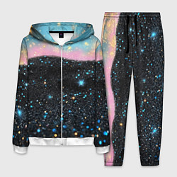 Костюм мужской Блестящая текстура на черном, цвет: 3D-белый