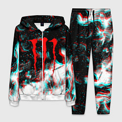 Мужской костюм Monster energy огонь глитч