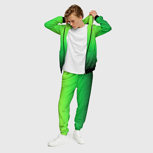 Мужской костюм Градиент мозаика зелёный в тёмный / 3D-Черный – фото 3