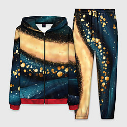 Костюм мужской Бирюзовая текстура с золотыми вставками, цвет: 3D-красный