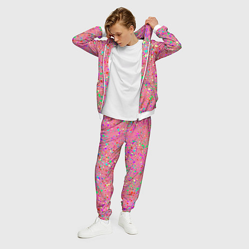 Мужской костюм Розовый с разноцветными брызгами / 3D-Белый – фото 3