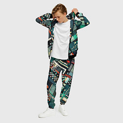 Костюм мужской Тёмно-синий абстракция полосы кружочки, цвет: 3D-черный — фото 2