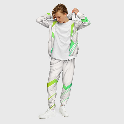 Мужской костюм Color white line green / 3D-Белый – фото 3